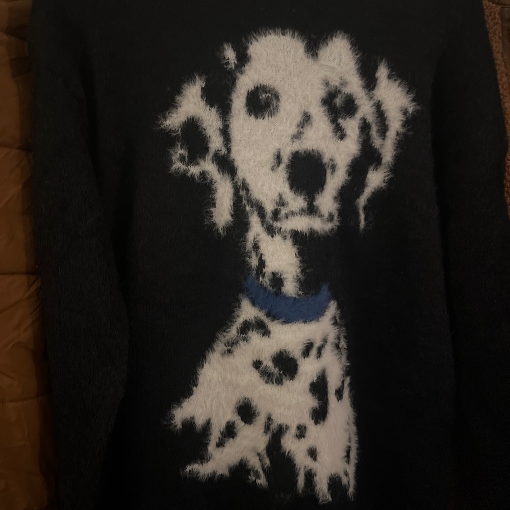 Black and White Dog Sweater men’s Dalmatian soft long crewneck NWOT